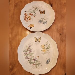 Lenox Butterfly Meadow 11 Inch Scalloped Plate Set Of 2 Monarch And Swallowtail